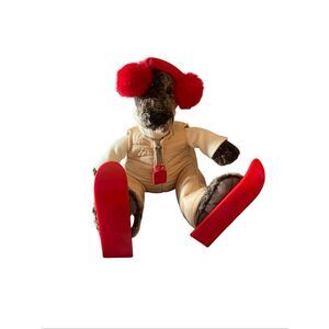 Bath & Body Works Gray Cream Red Hi I'm Benny Skier Bear Plush Stuffed Animal